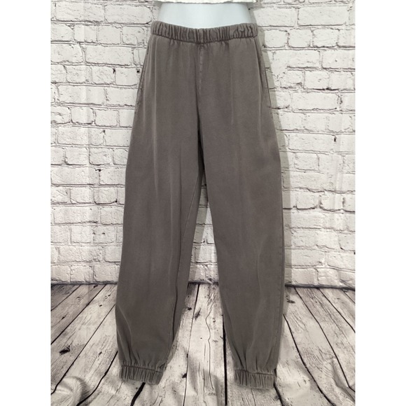 John Galt Pants - John Galt Grey Jogger Sweatpants High Waisted Fleece Lounge Pants One Size